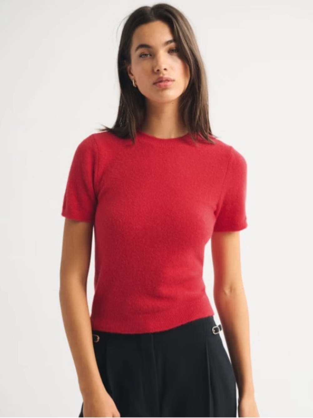 Abercrombie and fitch Classic Short-Sleeve Red Marino wool Sweater M
